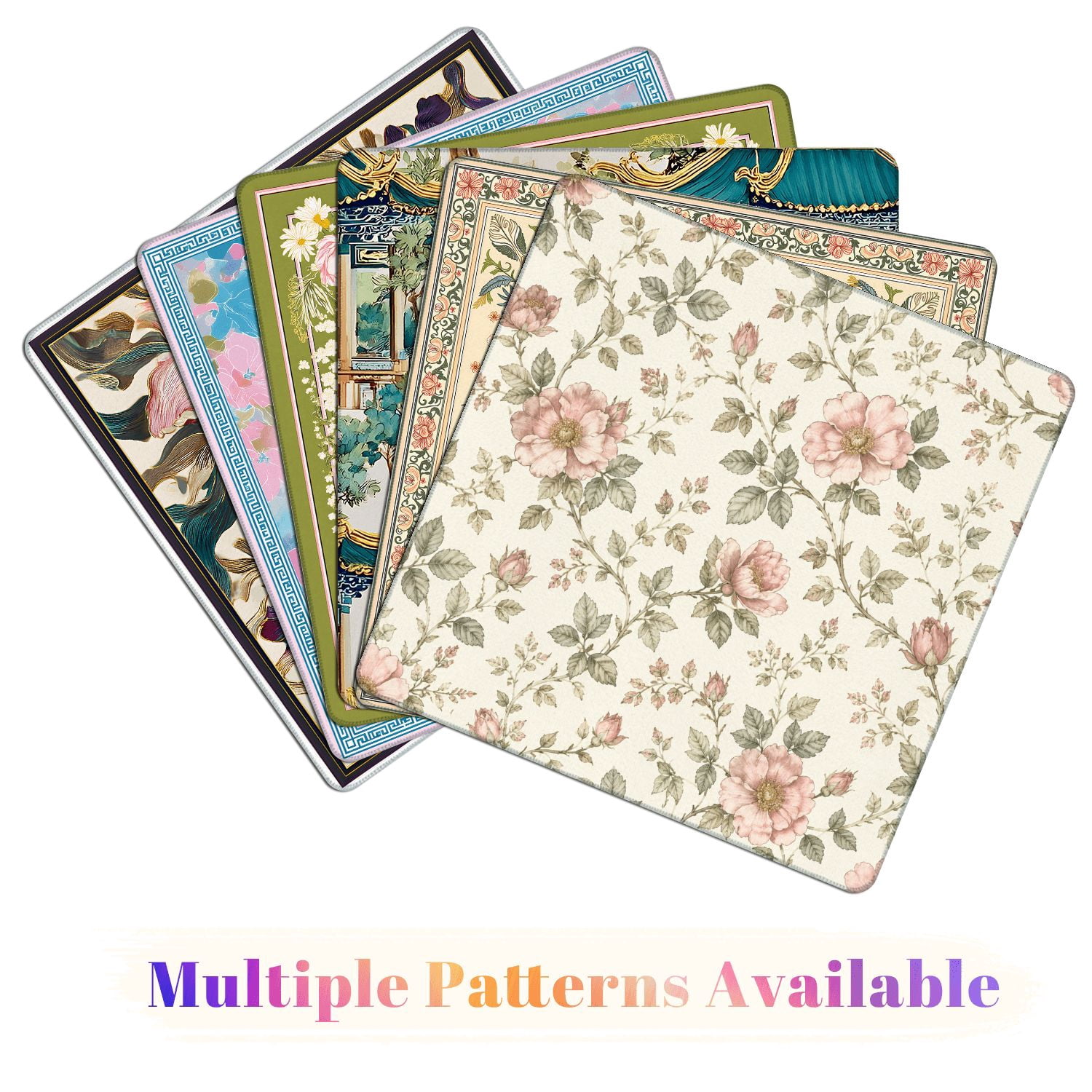 Mahjong Mat 31.5" x 31.5" Vintage Pink Floral Rose Soft Green Leaves Cream Non-Slip Noise Reduction American Mahjong Tiles Table Cover for Dominoes Poker Card Board Games Gift