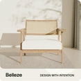 thumbnail image 3 of BELLEZE Set of 2 Mid-Century Modern Cane Back Accent Chair, Natural Wood Armchair with Upholstered Seat, Boho Lounge Chair for Living Room, or Bedroom, Comfortable Padded Seat with Minimalist Design, 3 of 7