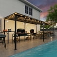 thumbnail image 3 of MEISSALIVVE 12' x 20' Wall Mounted Gazebo, Outdoor BBQ Grill Gazebo with Side Shelf, Lean to Metal Awnings with Sloped Roof, Heavy Duty Pergola for Backyard, Deck, Black, 3 of 11