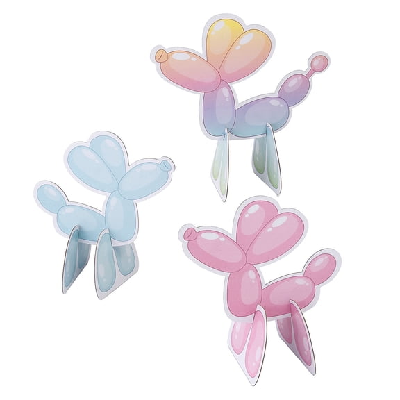 Fun Express 8" - 10 1/4" Colorful Balloon Dog Party Cardstock Centerpieces - 3 Pieces