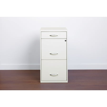 Hirsh - Metal 3-Drawer Organizer File Cabinet with Pencil Drawer - Pearl White