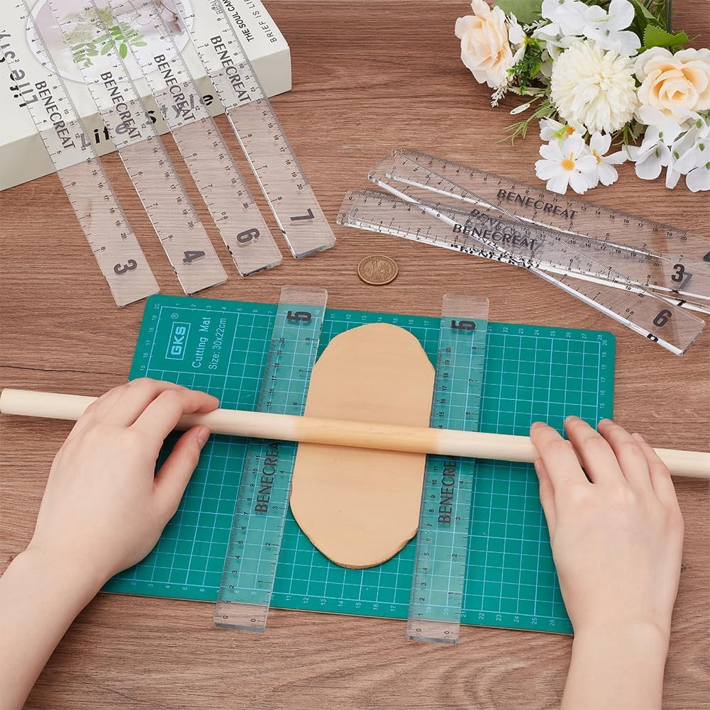 10Pcs 5 Size Polymer Clay Depth Guide 34567mm Acrylic Depth Guide Clay Rolling Pin Guide with Protective Film for Polymer Earrings