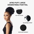 thumbnail image 6 of Ebo Instant Pony Synthetic Heat Resistant Draw String Ponytail Afro Puff Large ( 2 Dark Brown ), 6 of 6