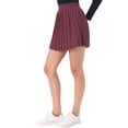 thumbnail image 4 of INSPIRE CHIC Women's Pleated Knit High Waist A-Line Ribbed Mini Skirt Burgundy M, 4 of 6