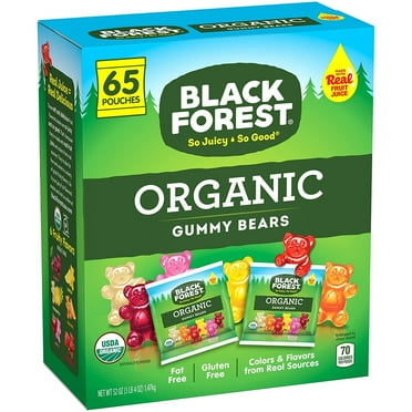 Black Forest Organic Gummy Bears Candy, Gluten Free, 6 Fruity Flavors, 65 Pouches