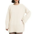 thumbnail image 6 of CENGNIAN No Boundarie Women's Oversized Long Sleeve Sweaters,Crewneck Knitted Pullover Sweater For Ladies,Womens Loose Trendy Outfits Pullover Top,*White,Size Free Size, 6 of 6