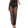 thumbnail image 2 of Lu's Chic Women's Beach Cover Up Pants Crochet Stretch Drawstring Straight Leg Knit Summer Swimsuit Pant Black Large, 2 of 4