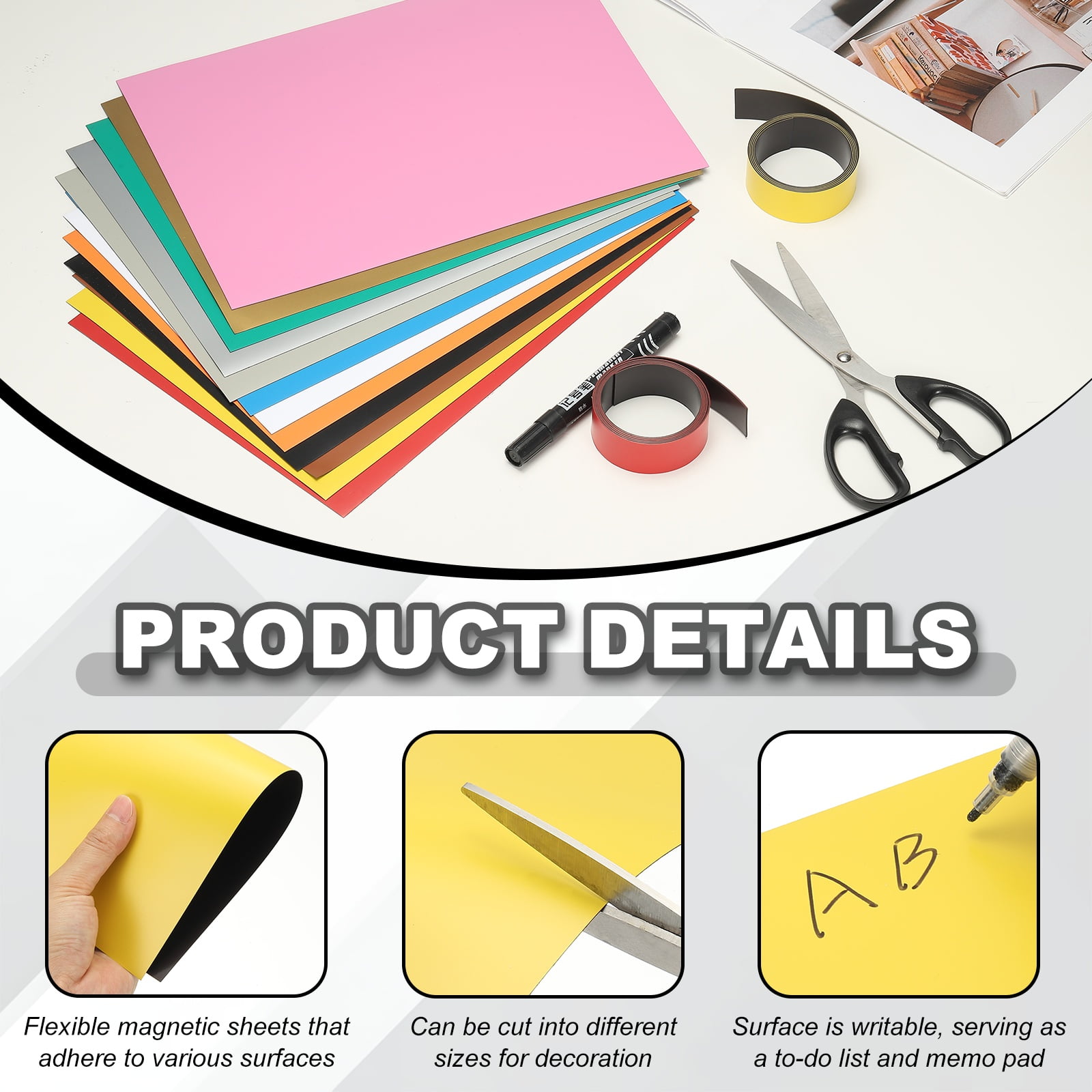 Dry Erase Strips Magnetic, 2 Pack Refrigerator Magnets Strip Label, Orange