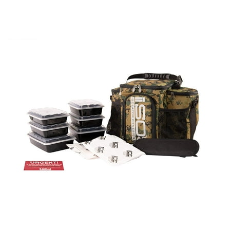 Isobag 3 Meal System Isolator Fitness 3 Meal ISOBAG Meal Prep Management Insulated Lunch Bag Cooler with 6 Stackable Meal Prep Containers, 2 ISOBRICKS, and Shoulder Strap - Made in USA (Marine Wooodland) Marine Woodland ()