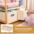 thumbnail image 4 of Vilaxing Perchero de bambú para ropa para niños con 2 cestas de almacenamiento y 2 varillas ajustables para colgar, soporte para ropa infantil con estante, estantes para vestir para sala de juegos, do, 4 of 5