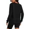 thumbnail image 3 of ATHLECHIC Womens Sweatshirt Crew Neck Long Sleeve Hoodie Oversized Pullover Tunic Tops Trendy M Black Print, 3 of 4