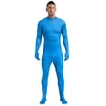 thumbnail image 2 of YONGHS Mens Spandex Open Face Zentai Suit Costume Back Zipper Unitard Full Cover Jumpsuit Bodysuit Sky Blue 190, 2 of 7