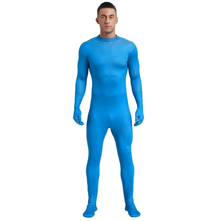 YONGHS Mens Spandex Open Face Zentai Suit Costume Back Zipper