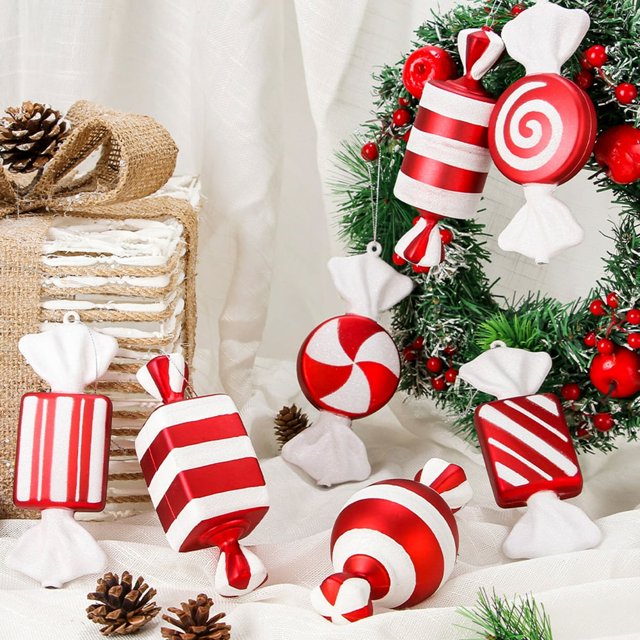MesaSe Christmas Ornament Creative Shape Vivid Color Eco-friendly Non-Fading Wide Application Decorative PVC Large Candy Pendant Christmas Decoration for Home Style G One Size