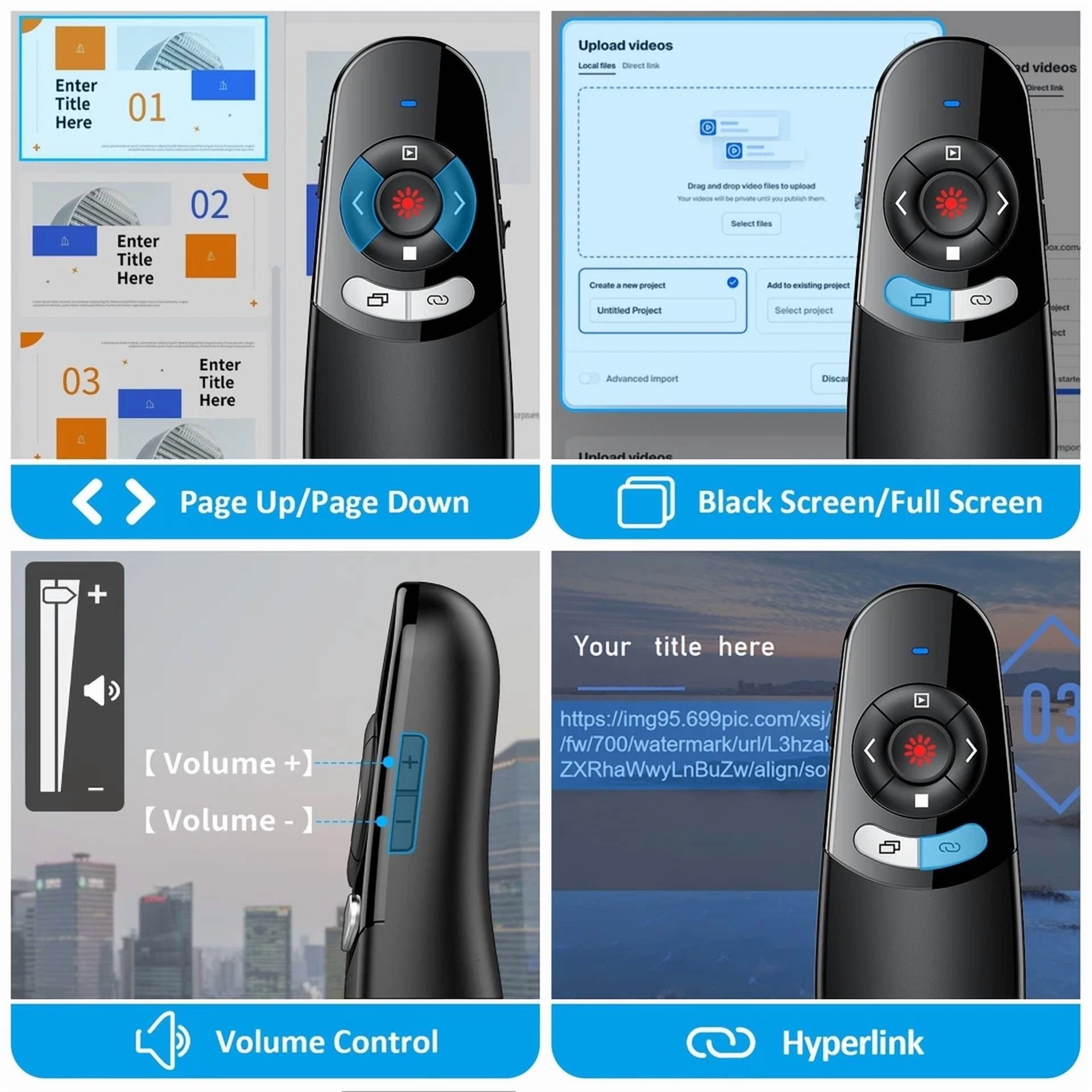 BUTTERFLY- 2.4Ghz Usb Wireless Presenter Ppt Remote Laser Pointer For Laptop Mac,Computer