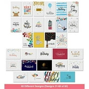 Dessie 60 Happy Birthday Greeting Cards with Unique Designs and Birthday Wishes, 5” x 7”