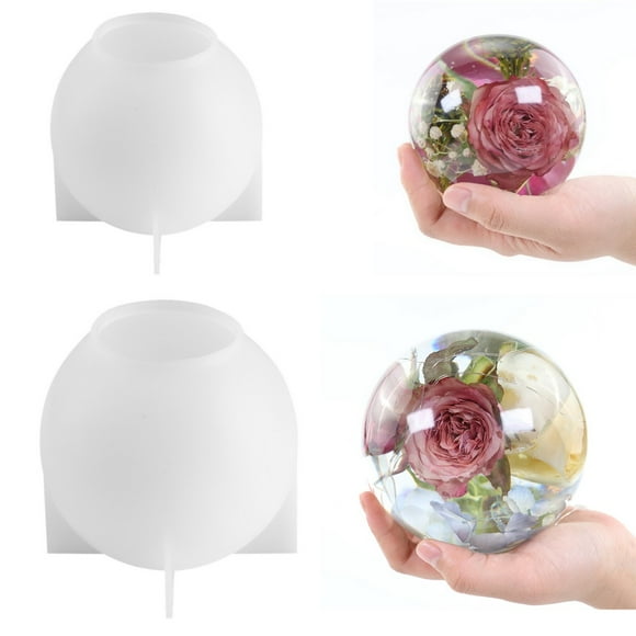 Sphere Resin Molds, 2 Pcs Ball Shape Silicone Molds, One-Piece 3D Seamless Globe Epoxy Resin Molds, Large Sphere Resin Casting Mould for DIY Crafts, Flower Keepsakes, Home Decor