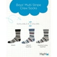 thumbnail image 2 of MeMoi Boys Multi-Stripe Cotton-Rich Fine-Gauge Crew Sock - Boys - Male, 10-12, Denim Heather, 2 of 12