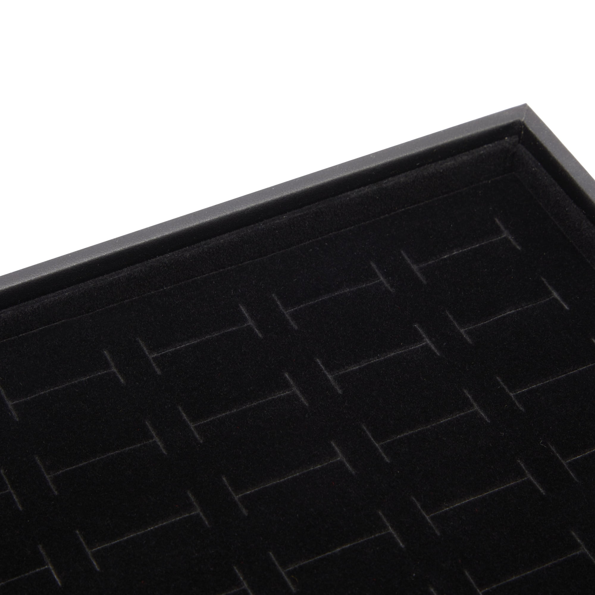Juvale Ring Display Tray - Velvet Protection & Jewelry Display - Removable Pad & Earring Storage - Stackable Jewelry Trays & Glasses Holder for Nightstand - Pack of 2, 13.8 x 9.5 x 1.3 in, Black