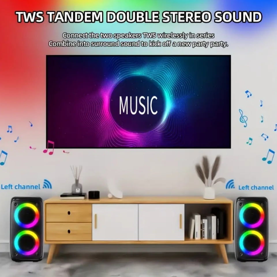 Portable Bluetooth Speakers, Big Speaker, Karaoke Machines With Microphone,  For Outdoor Sports And Family Gatherings(Black)