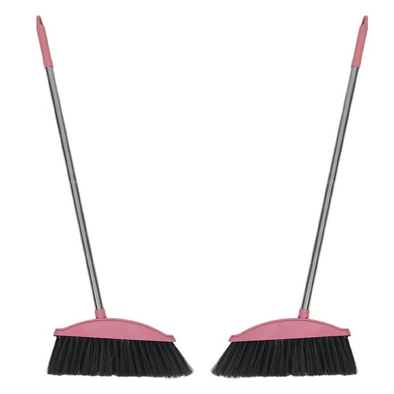 Raindrops  2 Pcs Patio Scrubbing Broom Stiff Bristle Sweeping Dry Dad Pink