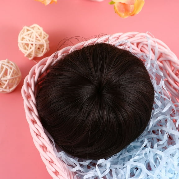 HEATSHAKING 1Set Hair Bun Wig Chignon Hair Plate for Women Hair Volume Enhancement Dark Brown 3.1x3.1x2in