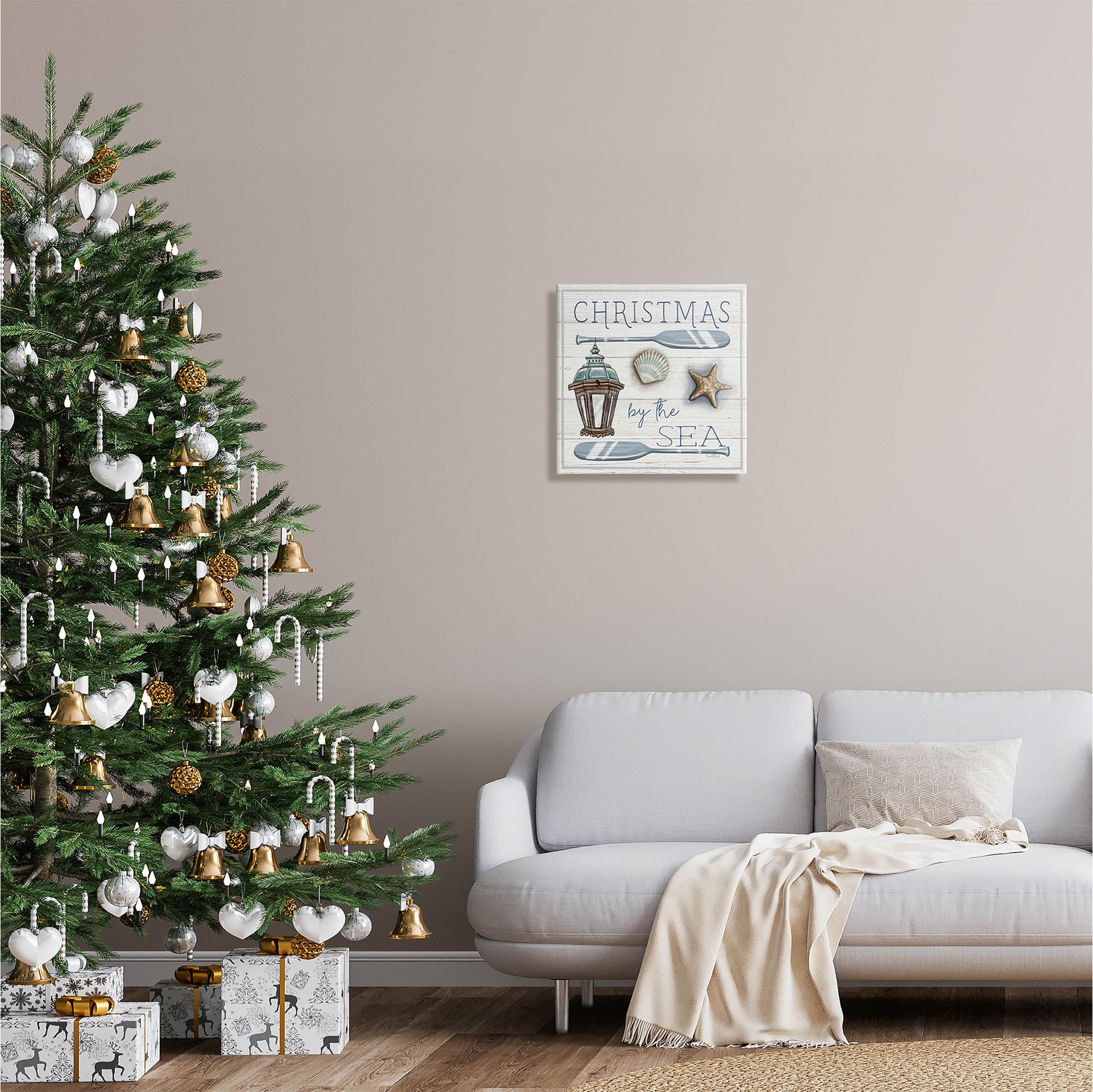 Stupell Industries Christmas By The Sea Phrase Graphic Art Gallery Wrapped Canvas Print Wall Art, Design by Elizabeth Tyndall