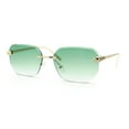 thumbnail image 3 of Luxury Gangster Bevel Rectangle Rimless Jaguar Hinge Showy Sunglasses Gold - Green, 3 of 6