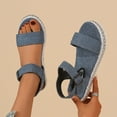 thumbnail image 2 of JDEFEG Women's Summer Fashion Denim One Buckle Sandals Open Toe Thick Bottom Sandals Womens Slide Sandals Blue Size 39, 2 of 9