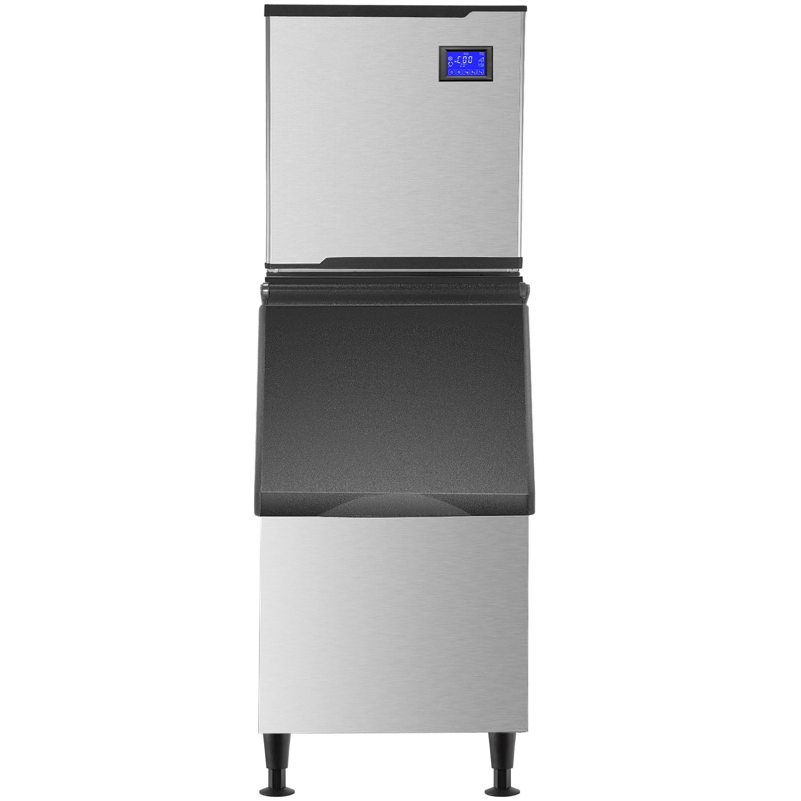 360LBS/24H 110-120V Commercial Ice Maker with Bin Storage, Industrial Modular Stainless Steel Ice Machine, 1 Year (Free)