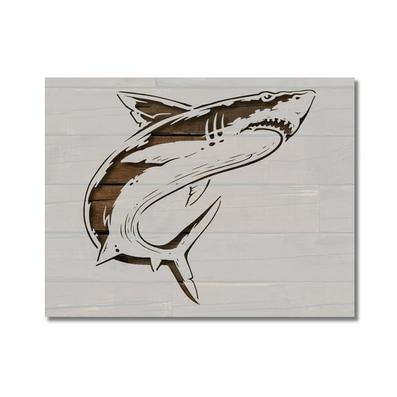 Shark Stencil Template Reusable 8.5 x 11 Inches for Painting on Walls, Wood, Arts and Crafts by Stencilville