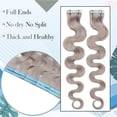 thumbnail image 6 of MY-LADY 20PCS Wavy Curly Tape in 100% Real Human Hair Extensions Hairpiece Skin Weft Full Head 16inch #GREY, 6 of 9