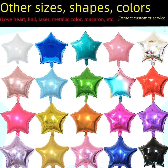 Globo de película de aluminio de estrella de cinco puntas, versión ligera de 18 pulgadas, globo de estrella de color sólido, papel de aluminio, diseño de decoración para fiesta de cumpleaños, 50