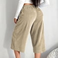 thumbnail image 4 of WERYOUNG Capri Pants For Women Drawstring Elastic Waist Straight Leg Trousers Palazzo Pants For Women Everyday Wear Versatile Bottoms S, 4 of 6