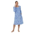 thumbnail image 4 of Aria Women's Knit Velour Long Sleeve Square Neck Nightgown with Pockets, Sizes S to 5X, 4 of 5