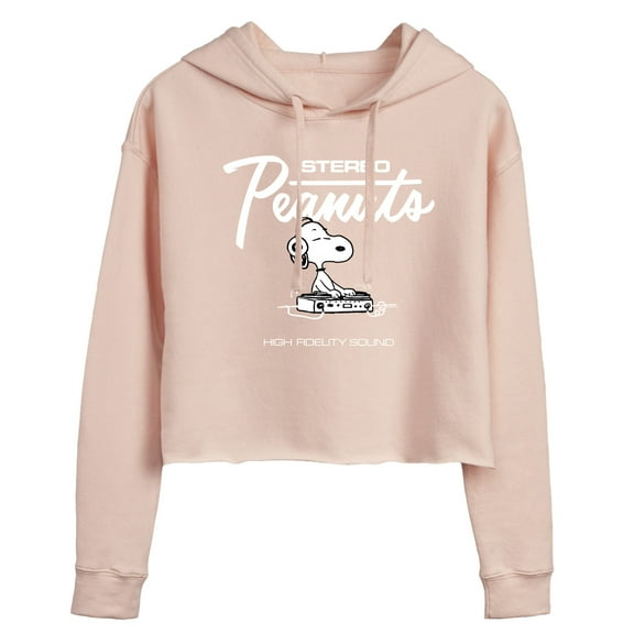 Peanuts - DJ Snoopy - Juniors Cropped Pullover Hoodie