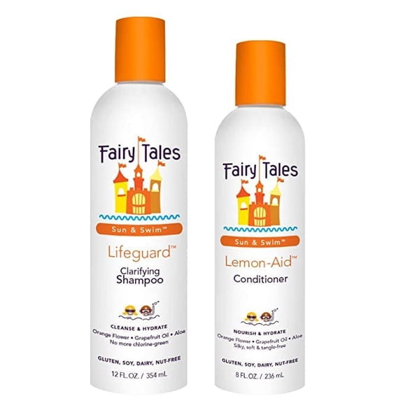 Fairy Tales Swim Lifeguard Sun Shampoo 12oz and Conditioner 8oz for Kids 2 Piece Set