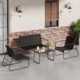 thumbnail image 4 of Ensemble de Conversation de Patio 4 Pcs, Causeuse 2 Chaises en Textilène Table Basse en Verre, Cadre en Acier Enduit de Poudre, Mobilier d'Extérieur Résistant aux Intempéries pour Cour Arrière Balcon, Noir Gris, 4 of 8