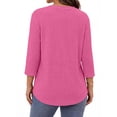 thumbnail image 4 of WellSize 3/4 Sleeve Blouses for Women Plus Size Henley Shirts Casual Crew Neck Tunic Tops Trendy Fall Pullover, 4 of 10