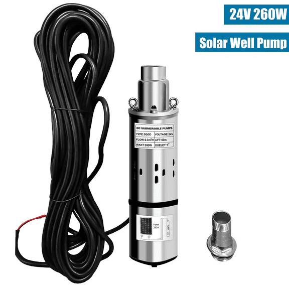 iMeshbean DC 24V 3'' Solar Deep Well Pump Water Pump 2300L/h Stainless Steel Submersible