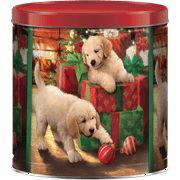 Great Value Christmas Popcorn Tin, Playing Puppies, Assorted Popcorn, 21 oz.