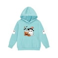 thumbnail image 5 of Placlothes Girls' Hall-oween Matching Hoodie & Jogger Set - Soft Polyester, Light Blue, 3-12Y with Ghost & Pumpkin Prints for Trick-or-Treat/Parties/Autumn Casual,Size 12 T, 5 of 5