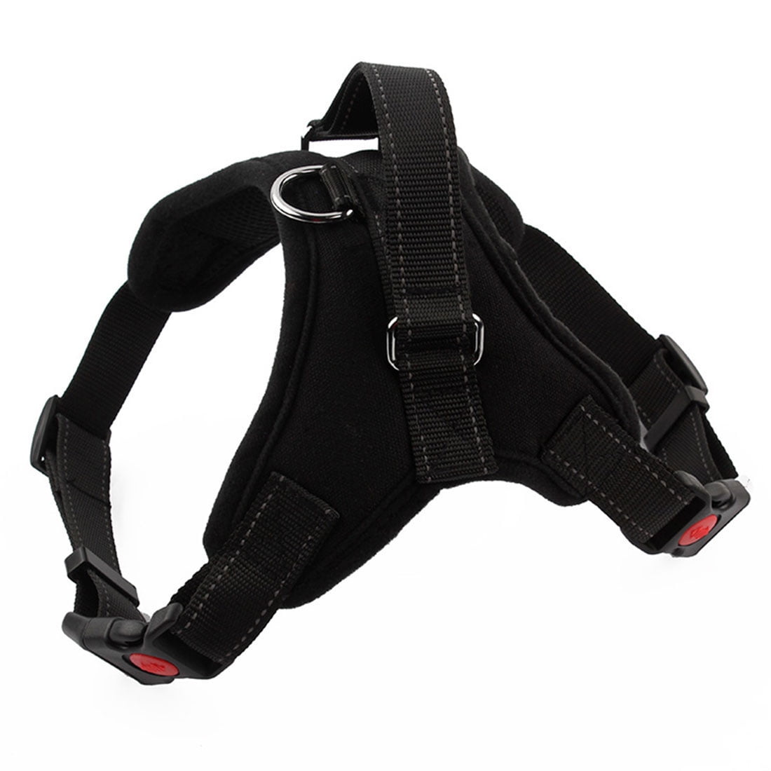 Outdoor Adjustable Dog Harness Training Collar with Handle Black S