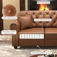 thumbnail image 5 of CQSXDA 1 Seat Mid-Century Modern Chesterfield Sofa Faux Leather with Nailhead Trim and Pillow Included, with Rolled Armrests and Button Tufted Design for Any Space, Brown, 5 of 9