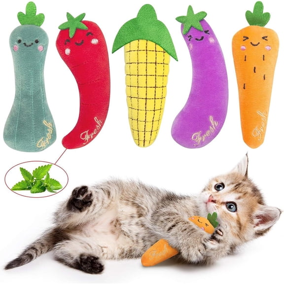 Cat Bite Toy, 6 Pack Indoor Cat Toys, Cat Chewing Toy, Vegetable Shape, Used For Indoor Interactive Play And Teeth Cleaning.
