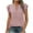 Pink, variant on Women Dressy Casual Blouse Ruffle Cap Sleeve V Neck Elegant Textured T Shirts 2025 Summer Loose Business Work Tops