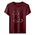 thumbnail image 5 of Red Women's Short Sleeve T-shirt, Ladies Line Print Shirt Short Sleeve Round Neck T Shirt Fashion Top Lightweight Soft Casual Summer Clothing Clothes,Women's Short sleeve T-shirt XL, 5 of 5