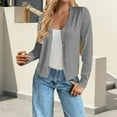thumbnail image 2 of Yigetop Cardigans for Women Trendy Women's V Neck Button Knit Cardigan Sweater Jacket Cardigan Lightweight Sweaters for Women Grey S, 2 of 6