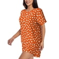 thumbnail image 2 of Kdxio Dots On Orange Background Print Pajamas Sets for Women Short-Sleeved Pjs with Lounge Shorts Two Piece Sleepwear S-4XL, 2 of 5