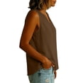 thumbnail image 6 of ClodeEU Women's Sleeveless V Neck Linen Blouse, Casual Loose Fit Breath Summer Tank Top Brown,Women's Plus M, 6 of 7